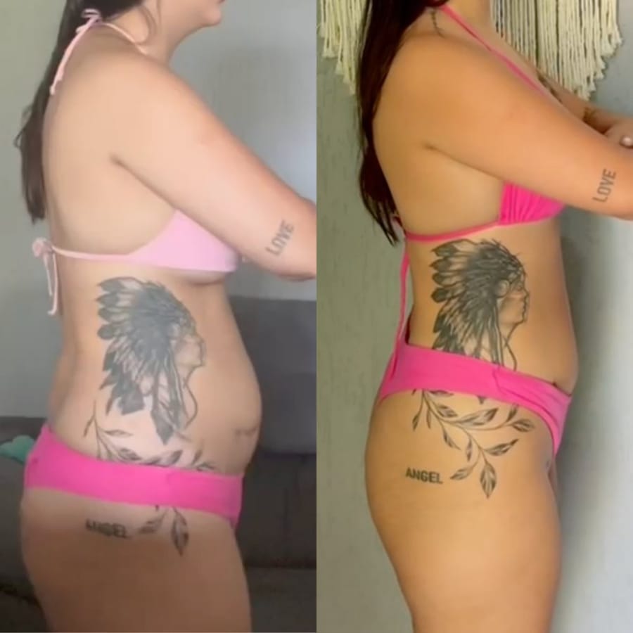 Foto de antes e depois de aluna do desafio